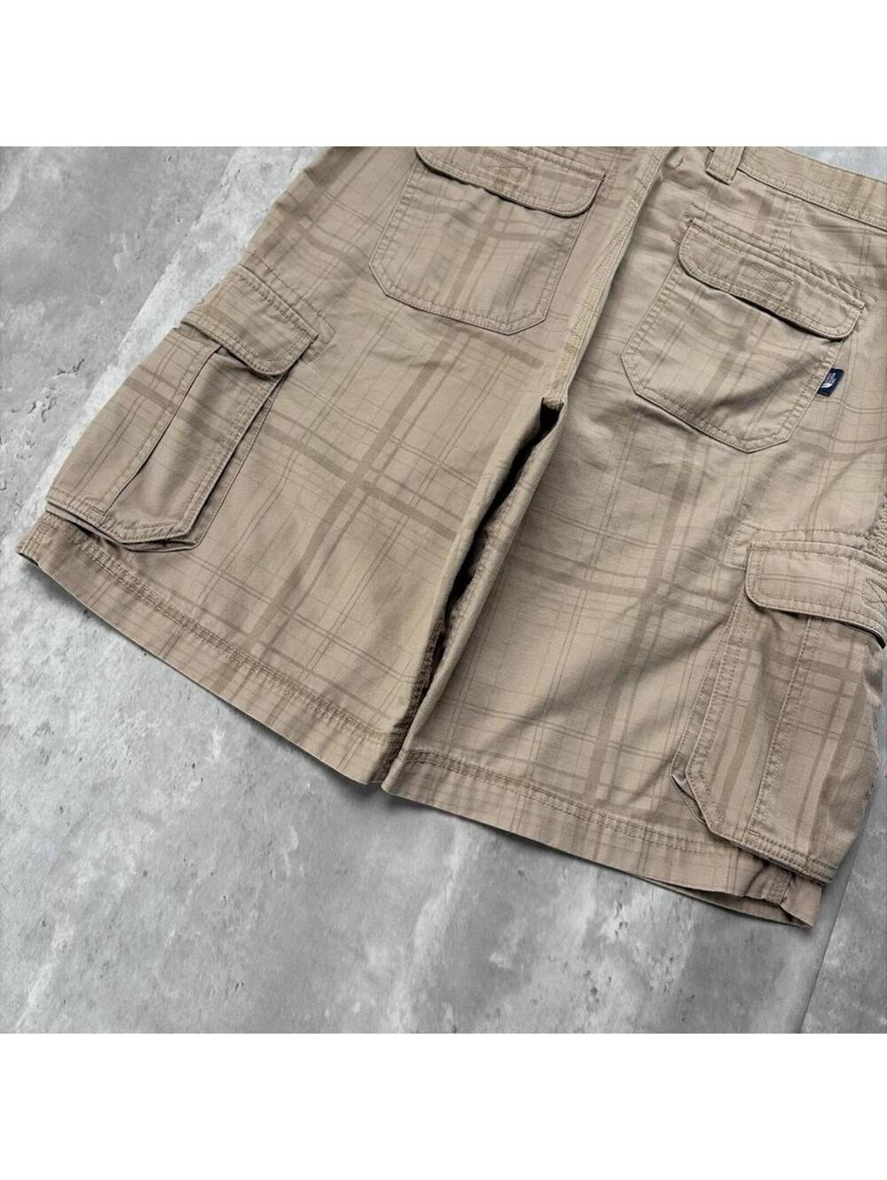Vintage Beige The North Face Grunge Baggy Plaid Cargo Shorts View 4